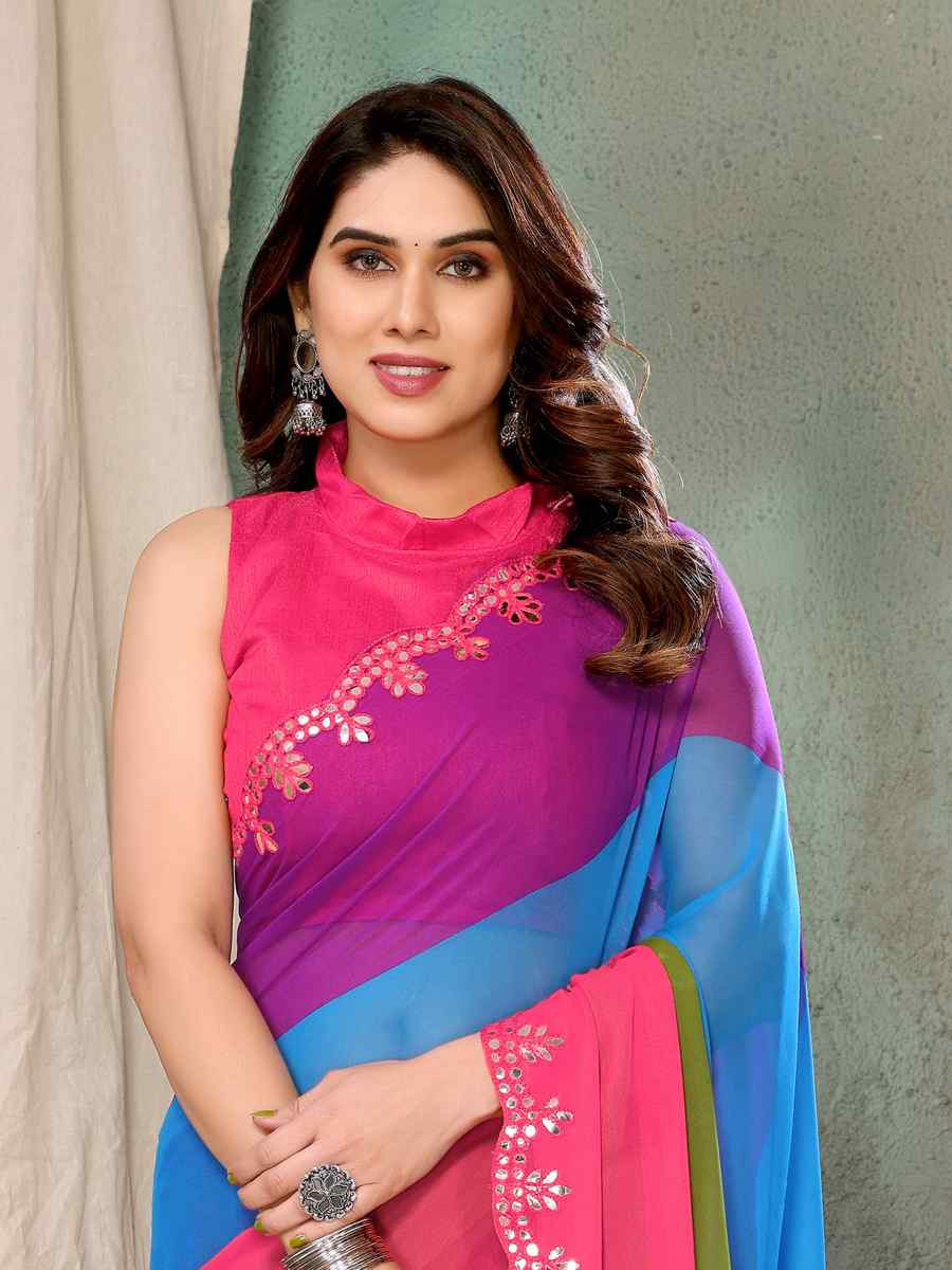 Multi Organza Printed Festival Casual Contemporary Saree