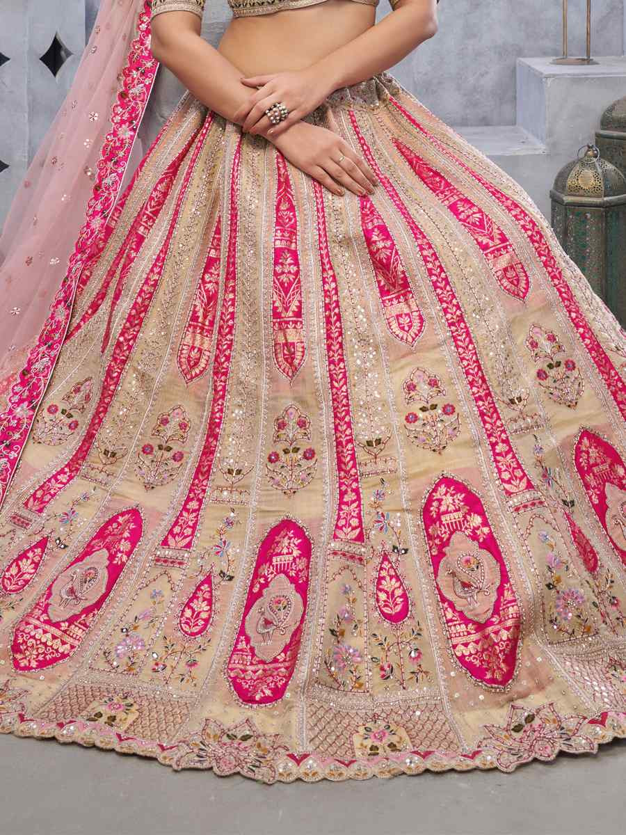 Multi Organza Silk Embroidered Wedding Festival Heavy Border Lehenga Choli