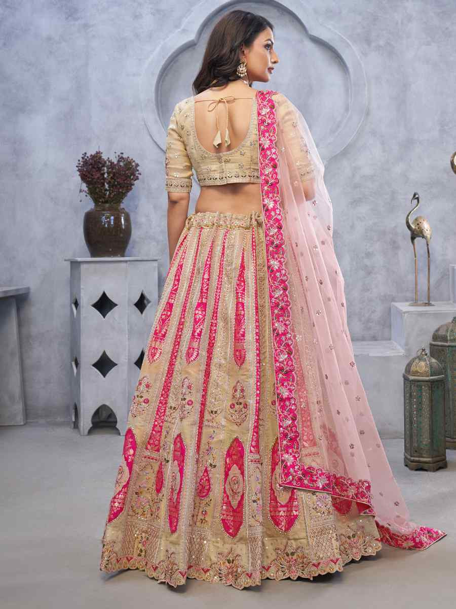 Multi Organza Silk Embroidered Wedding Festival Heavy Border Lehenga Choli