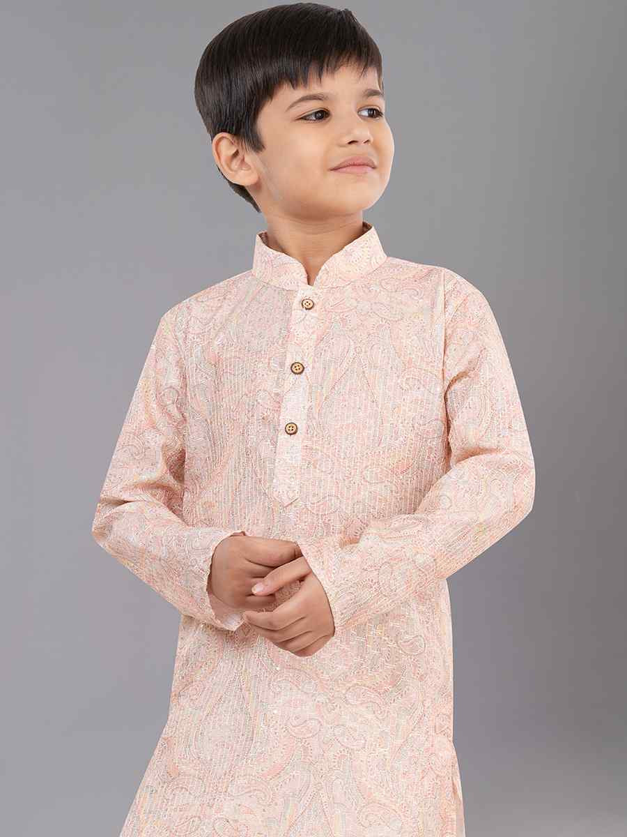 Multi Polyester Mono Embroidered Festival Traditional Kurta Pyjama Boys Wear