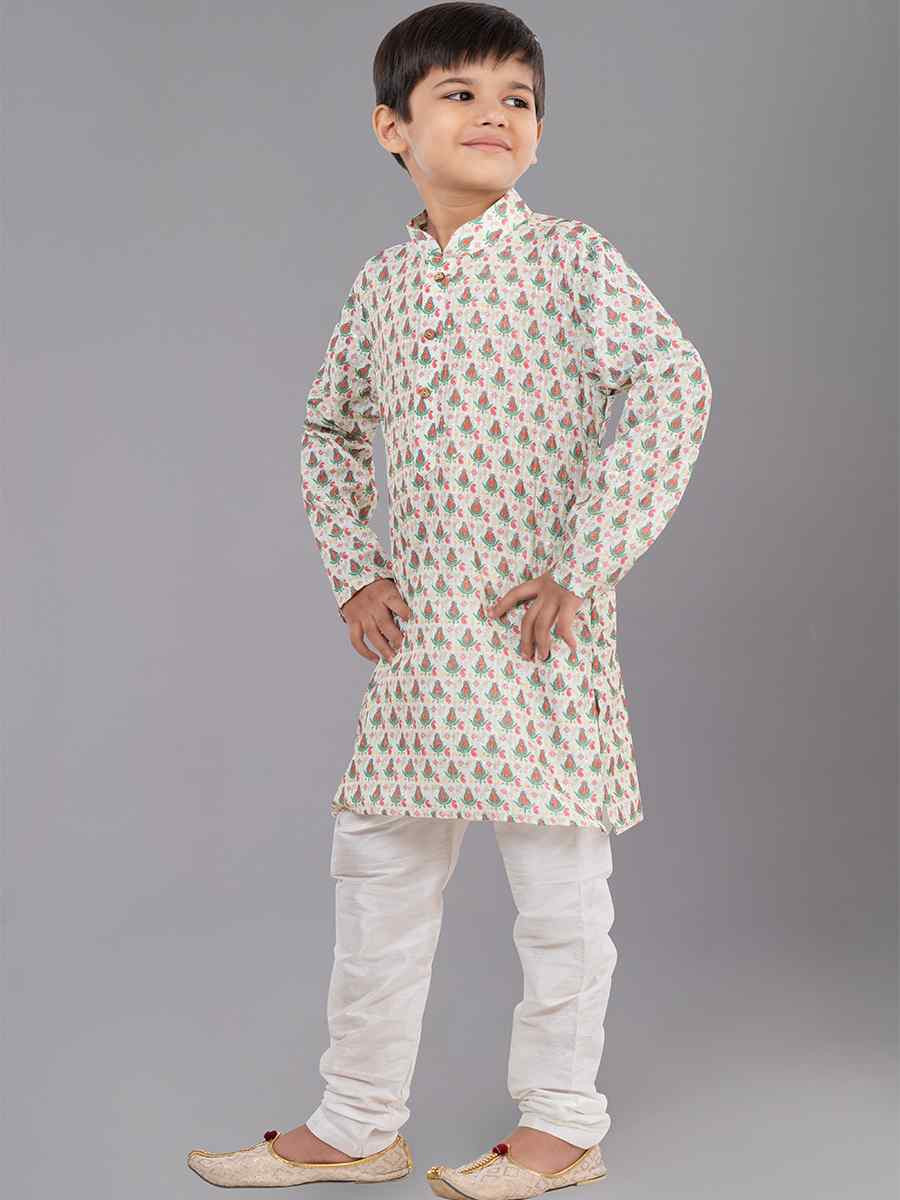 Multi Polyester Mono Embroidered Festival Traditional Kurta Pyjama Boys Wear