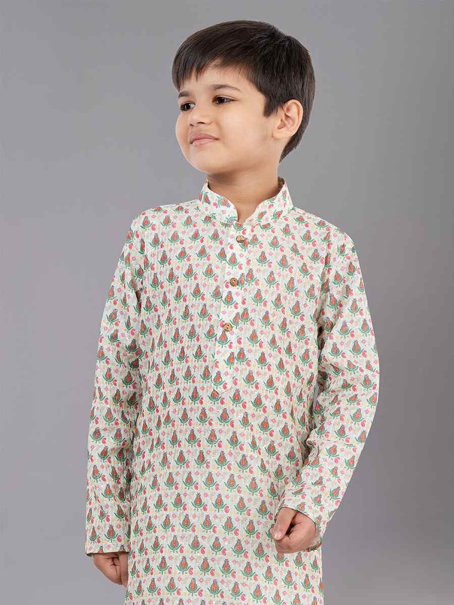 Multi Polyester Mono Embroidered Festival Traditional Kurta Pyjama Boys Wear