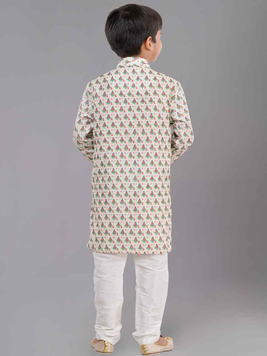 Multi Polyester Mono Embroidered Festival Traditional Kurta Pyjama Boys Wear