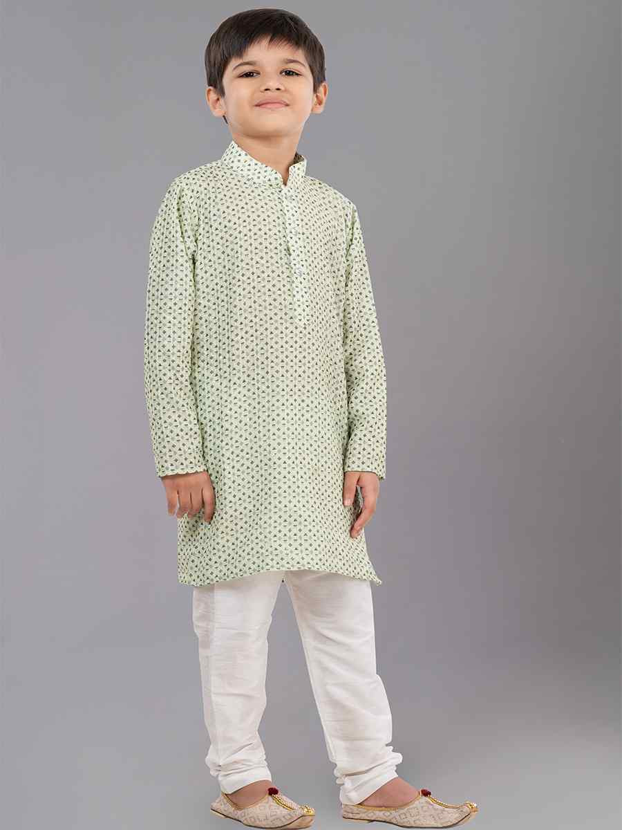 Multi Polyester Mono Embroidered Festival Traditional Kurta Pyjama Boys Wear