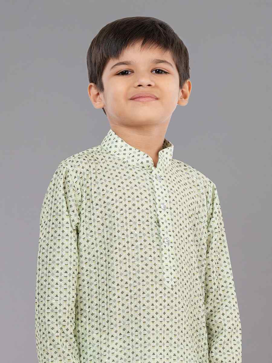 Multi Polyester Mono Embroidered Festival Traditional Kurta Pyjama Boys Wear