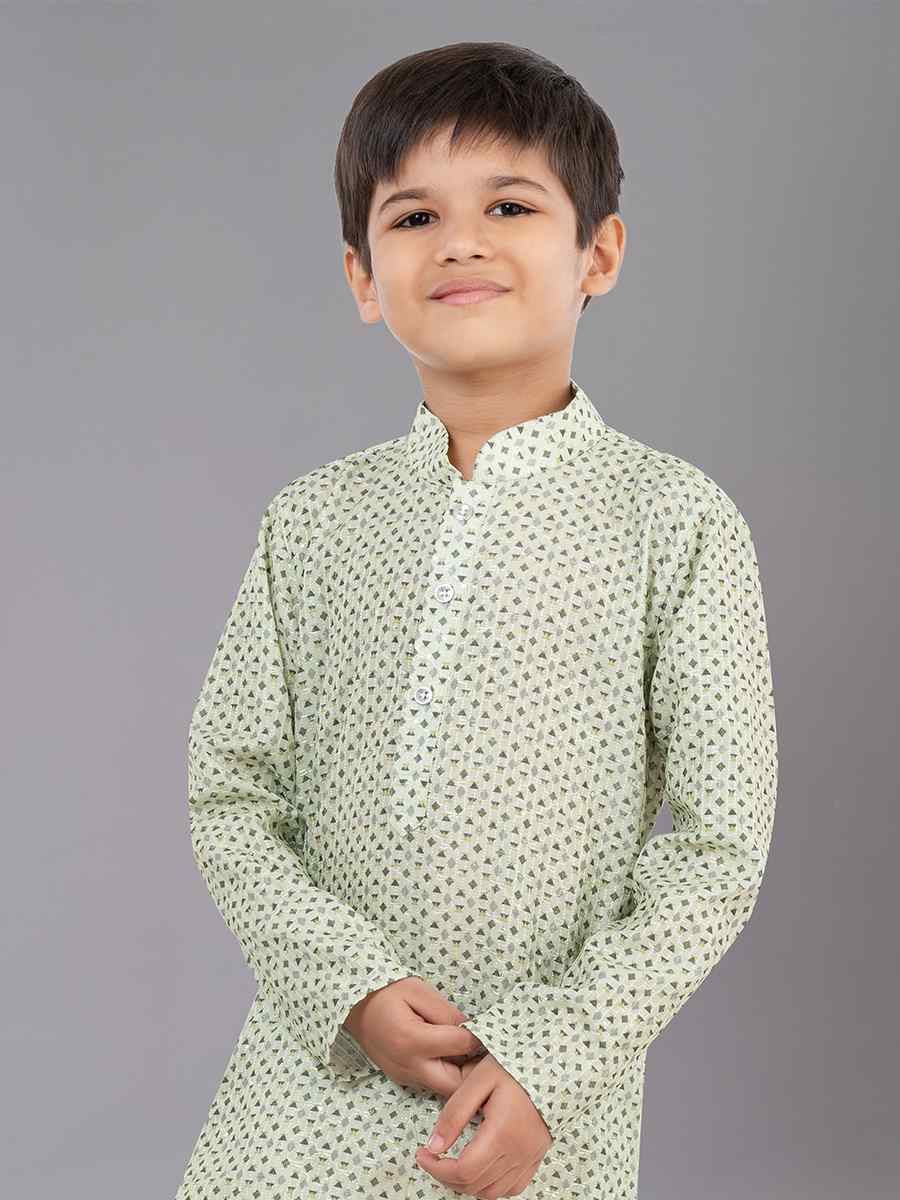 Multi Polyester Mono Embroidered Festival Traditional Kurta Pyjama Boys Wear