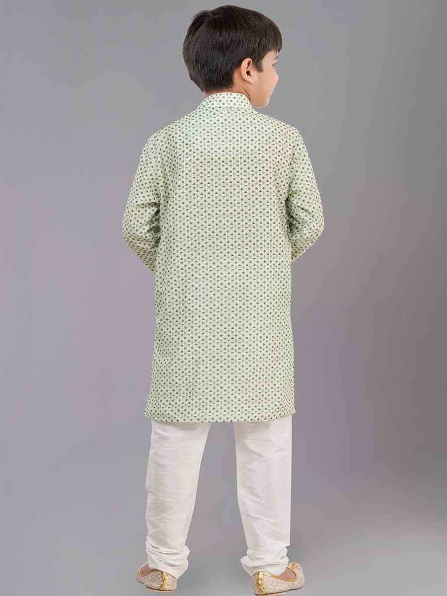 Multi Polyester Mono Embroidered Festival Traditional Kurta Pyjama Boys Wear