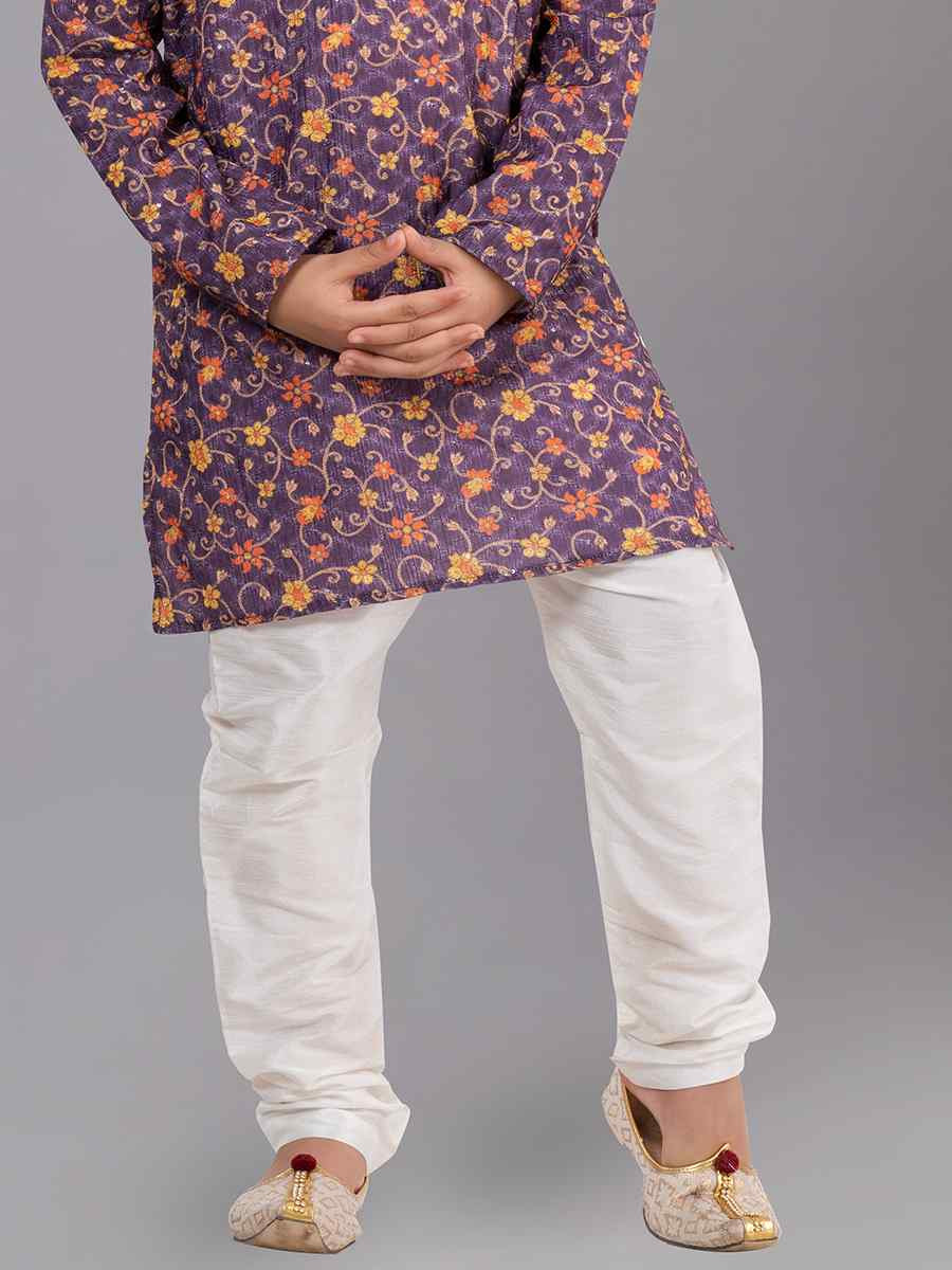 Multi Polyester Mono Embroidered Festival Traditional Kurta Pyjama Boys Wear