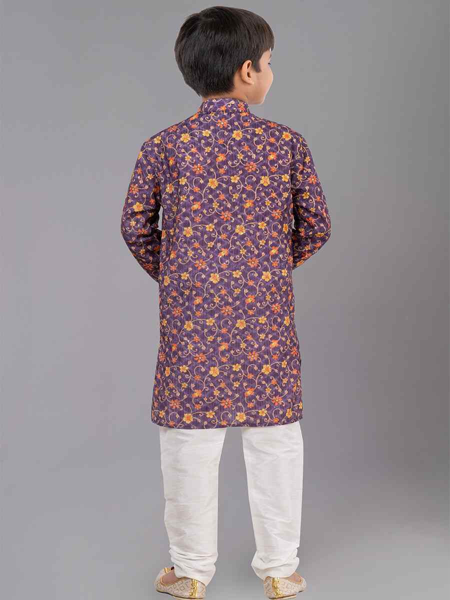 Multi Polyester Mono Embroidered Festival Traditional Kurta Pyjama Boys Wear