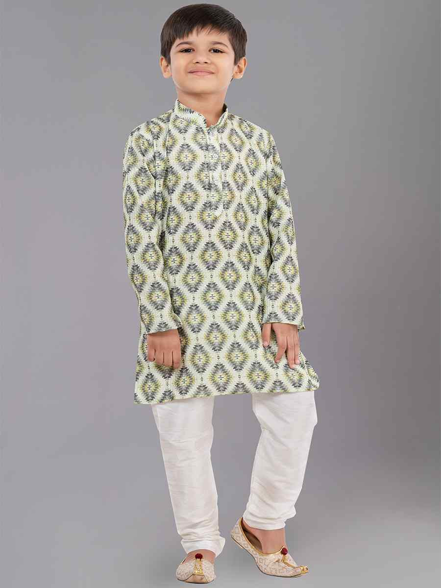 Multi Polyester Mono Embroidered Festival Traditional Kurta Pyjama Boys Wear