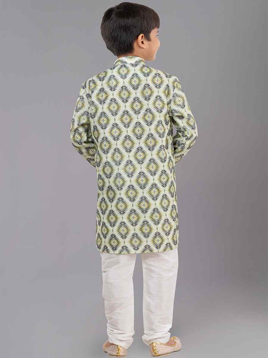 Multi Polyester Mono Embroidered Festival Traditional Kurta Pyjama Boys Wear