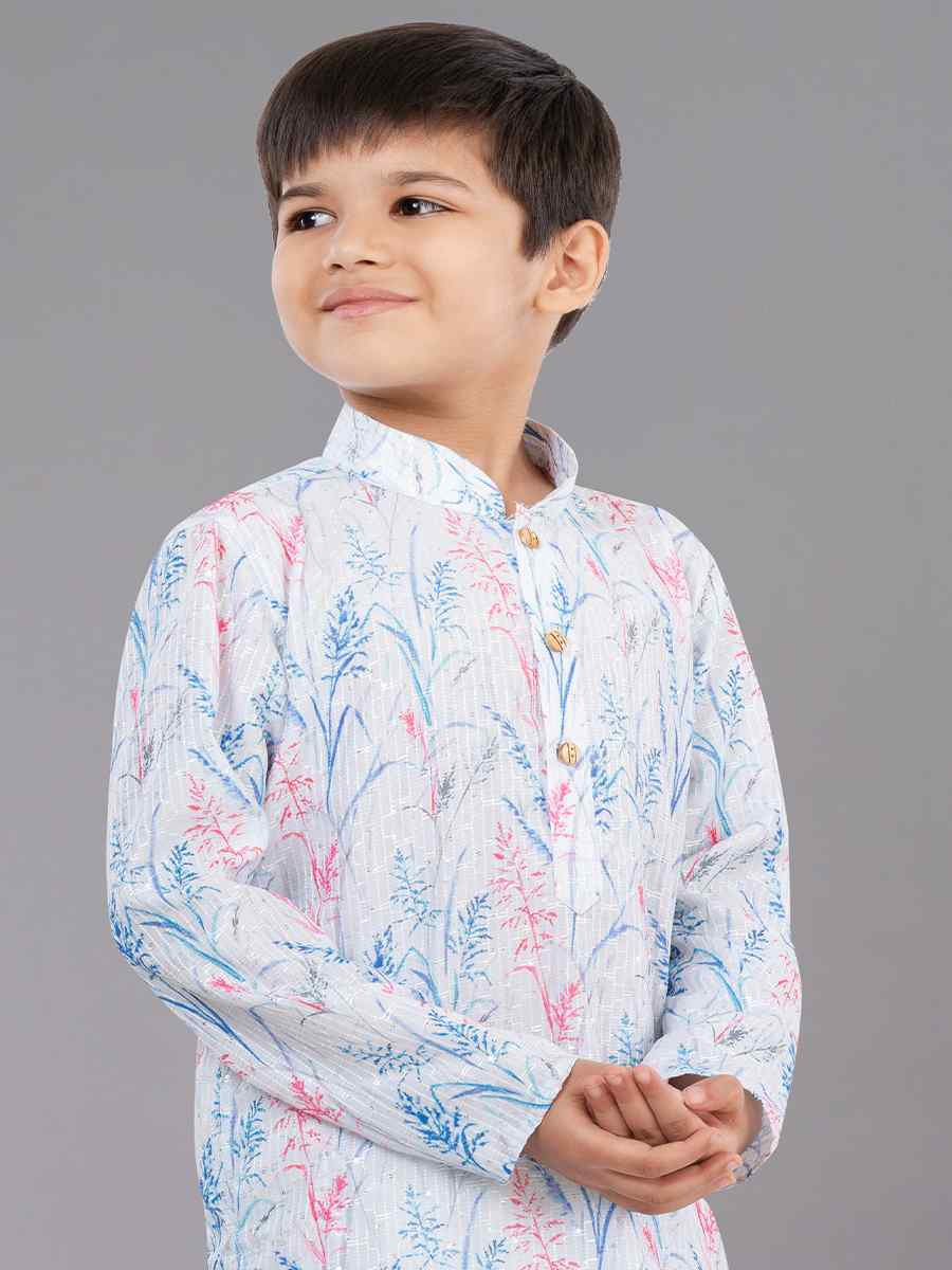 Multi Polyester Mono Embroidered Festival Traditional Kurta Pyjama Boys Wear