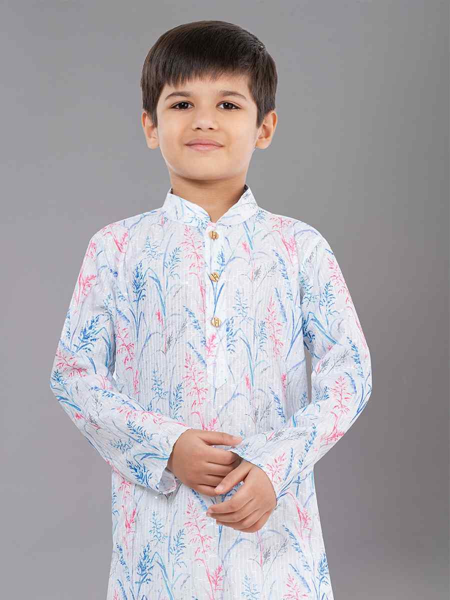 Multi Polyester Mono Embroidered Festival Traditional Kurta Pyjama Boys Wear