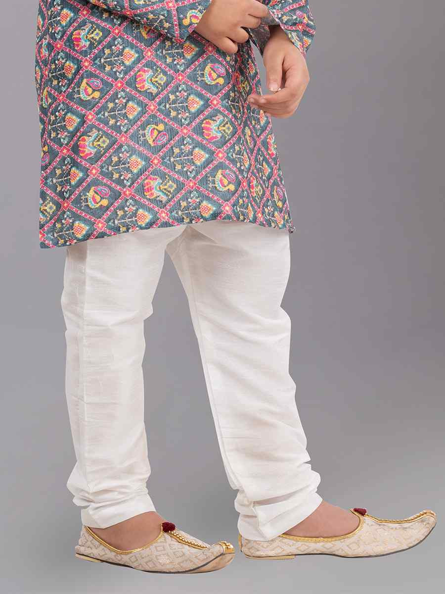 Multi Polyester Mono Embroidered Festival Traditional Kurta Pyjama Boys Wear