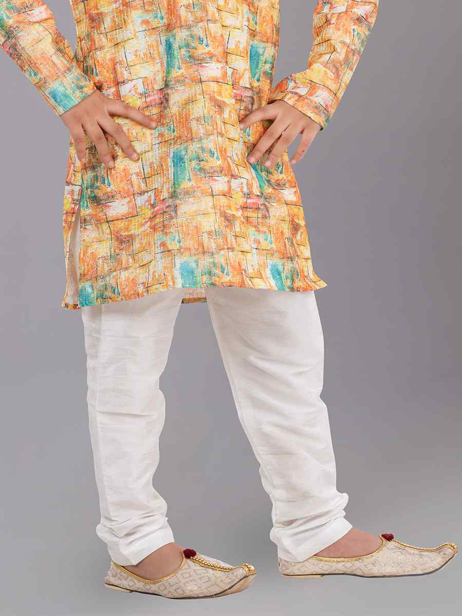 Multi Polyester Mono Embroidered Festival Traditional Kurta Pyjama Boys Wear