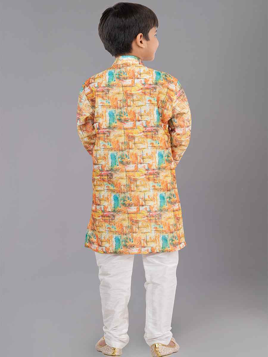 Multi Polyester Mono Embroidered Festival Traditional Kurta Pyjama Boys Wear