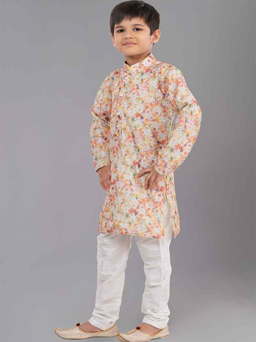 Multi Polyester Mono Embroidered Festival Traditional Kurta Pyjama Boys Wear