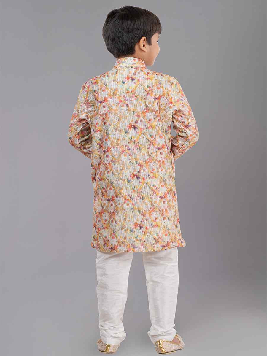 Multi Polyester Mono Embroidered Festival Traditional Kurta Pyjama Boys Wear