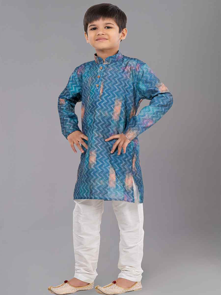 Multi Polyester Mono Embroidered Festival Traditional Kurta Pyjama Boys Wear