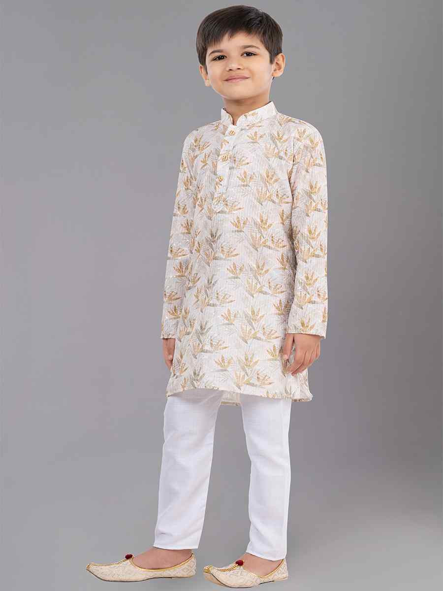 Multi Polyester Mono Embroidered Festival Traditional Kurta Pyjama Boys Wear