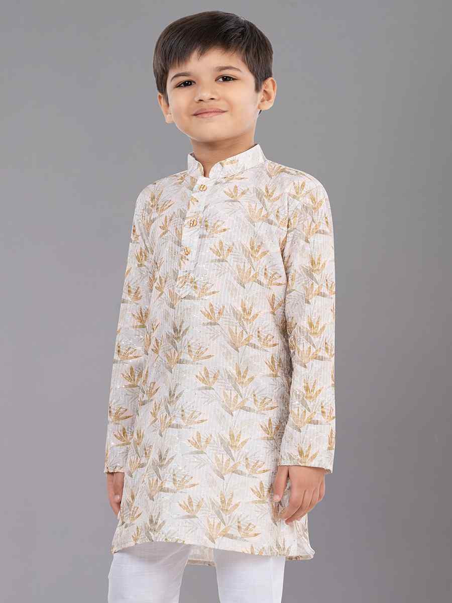 Multi Polyester Mono Embroidered Festival Traditional Kurta Pyjama Boys Wear