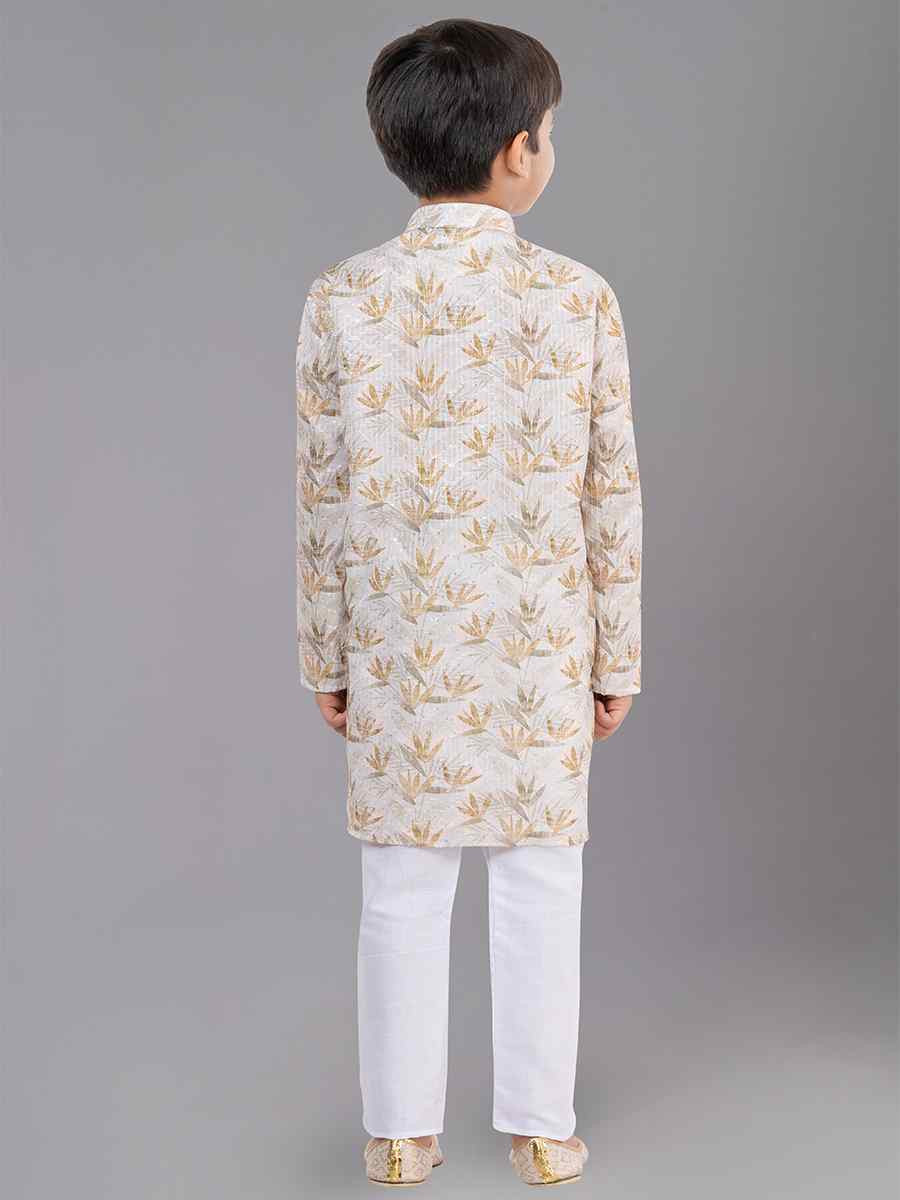 Multi Polyester Mono Embroidered Festival Traditional Kurta Pyjama Boys Wear