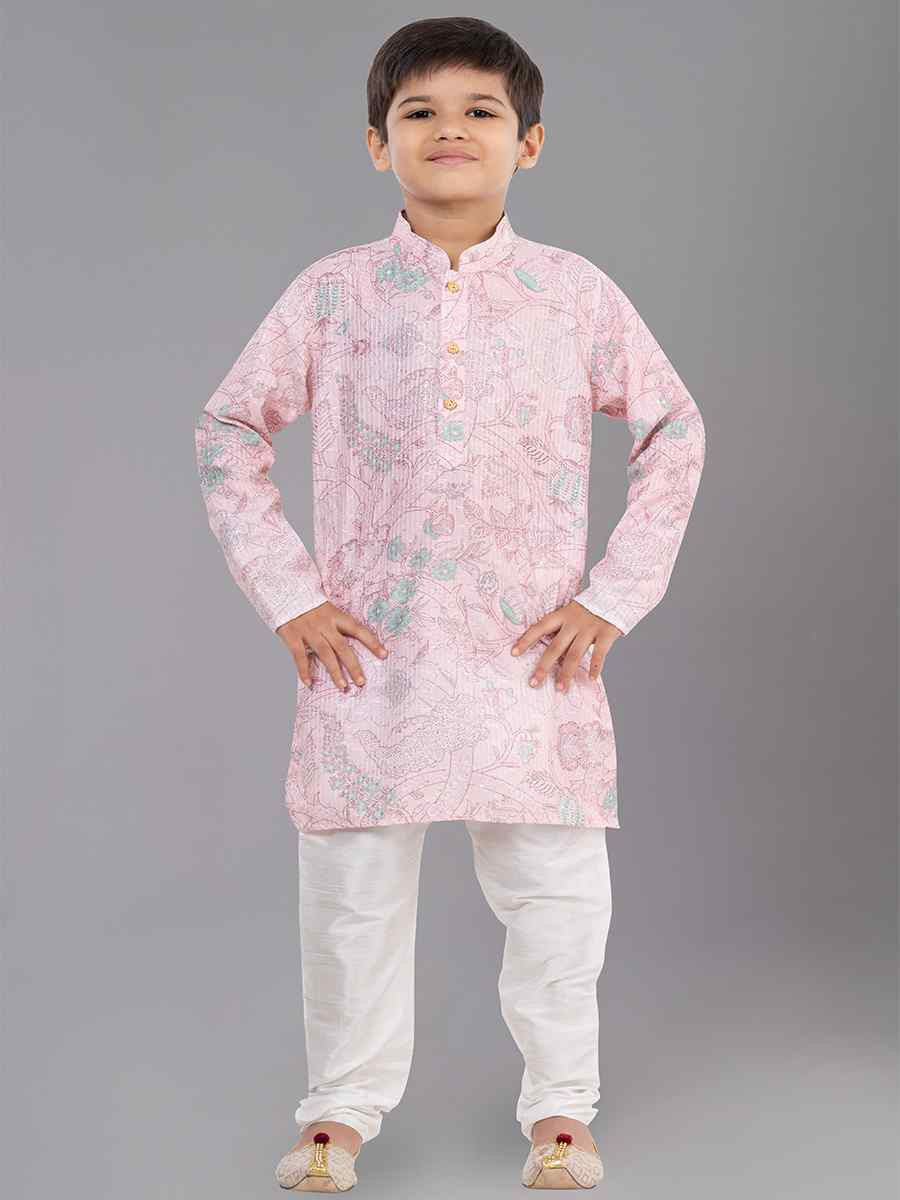 Multi Polyester Mono Embroidered Festival Traditional Kurta Pyjama Boys Wear