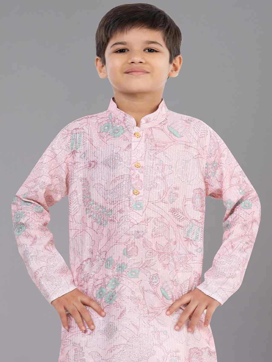 Multi Polyester Mono Embroidered Festival Traditional Kurta Pyjama Boys Wear