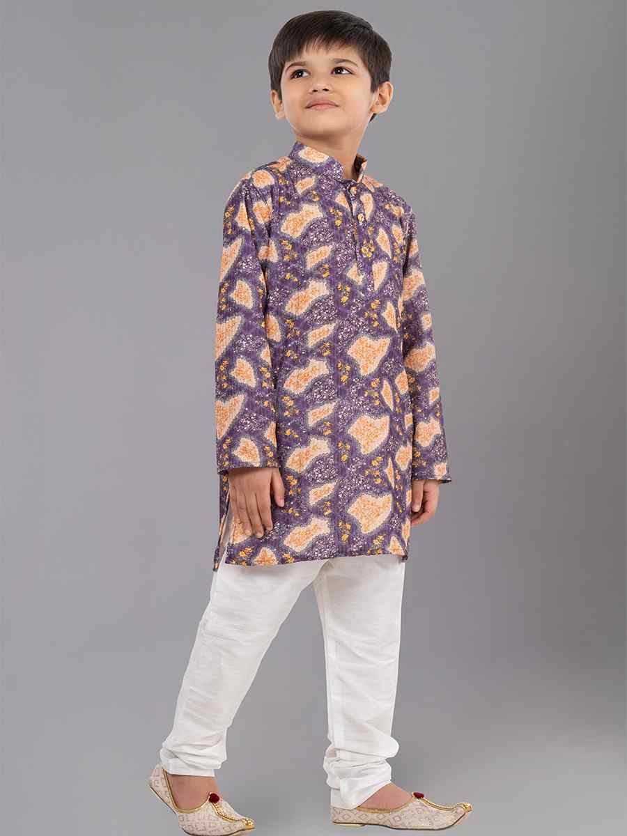 Multi Polyester Mono Embroidered Festival Traditional Kurta Pyjama Boys Wear