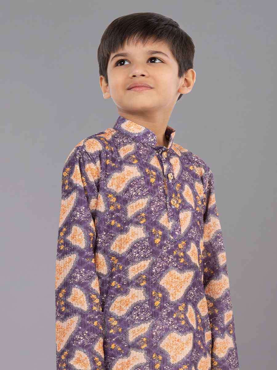 Multi Polyester Mono Embroidered Festival Traditional Kurta Pyjama Boys Wear