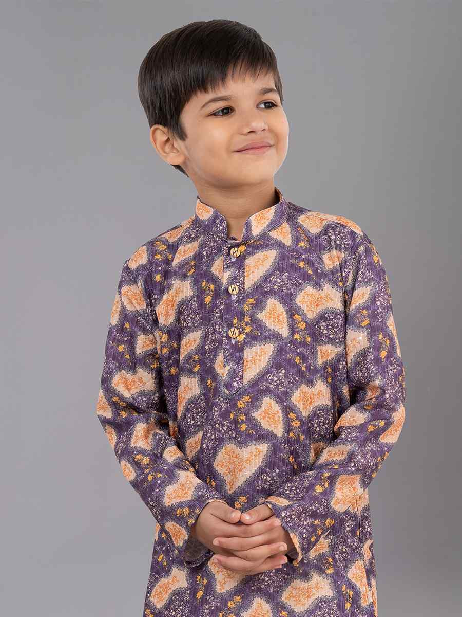 Multi Polyester Mono Embroidered Festival Traditional Kurta Pyjama Boys Wear