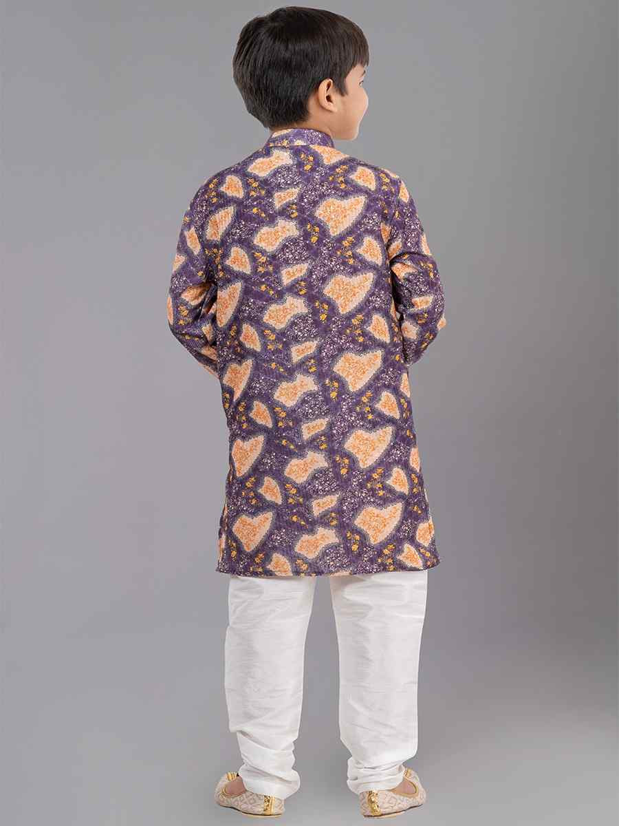 Multi Polyester Mono Embroidered Festival Traditional Kurta Pyjama Boys Wear