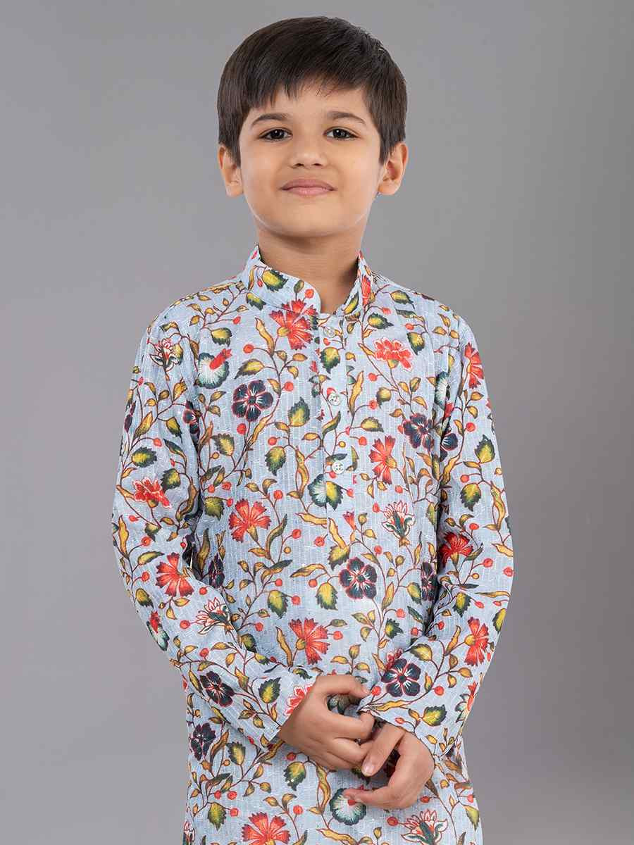 Multi Polyester Mono Embroidered Festival Traditional Kurta Pyjama Boys Wear