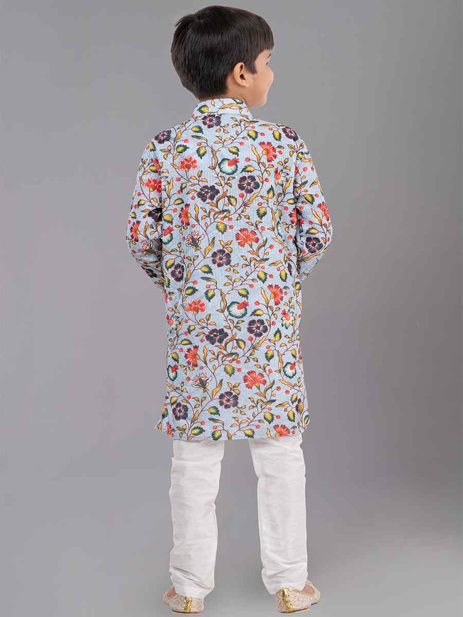 Multi Polyester Mono Embroidered Festival Traditional Kurta Pyjama Boys Wear