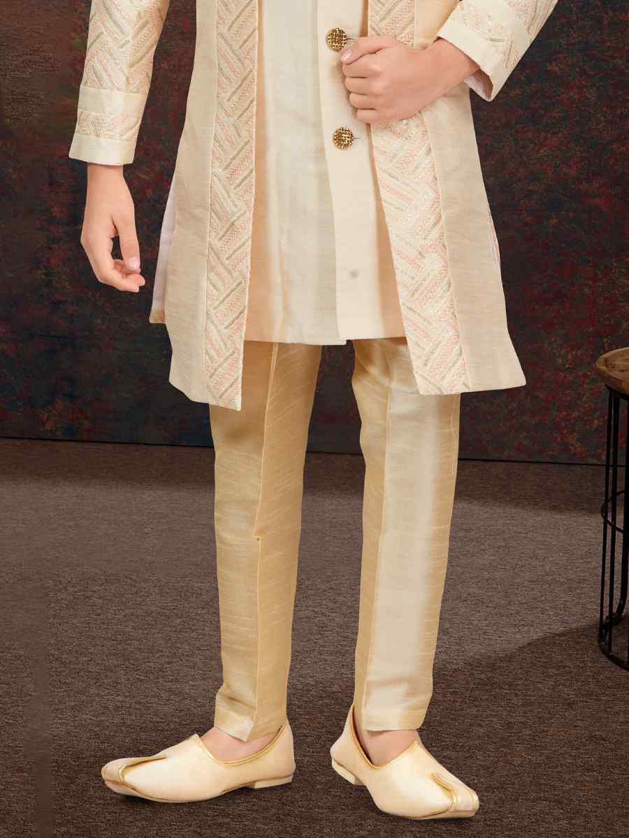 Multi Power Silk Embroidered Festival Wedding Kurta Pyjama Boys Wear