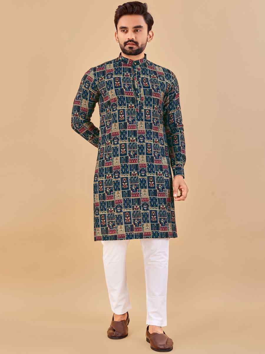 Multi Premium Soft Cotton Printed Festival Casual Kurta