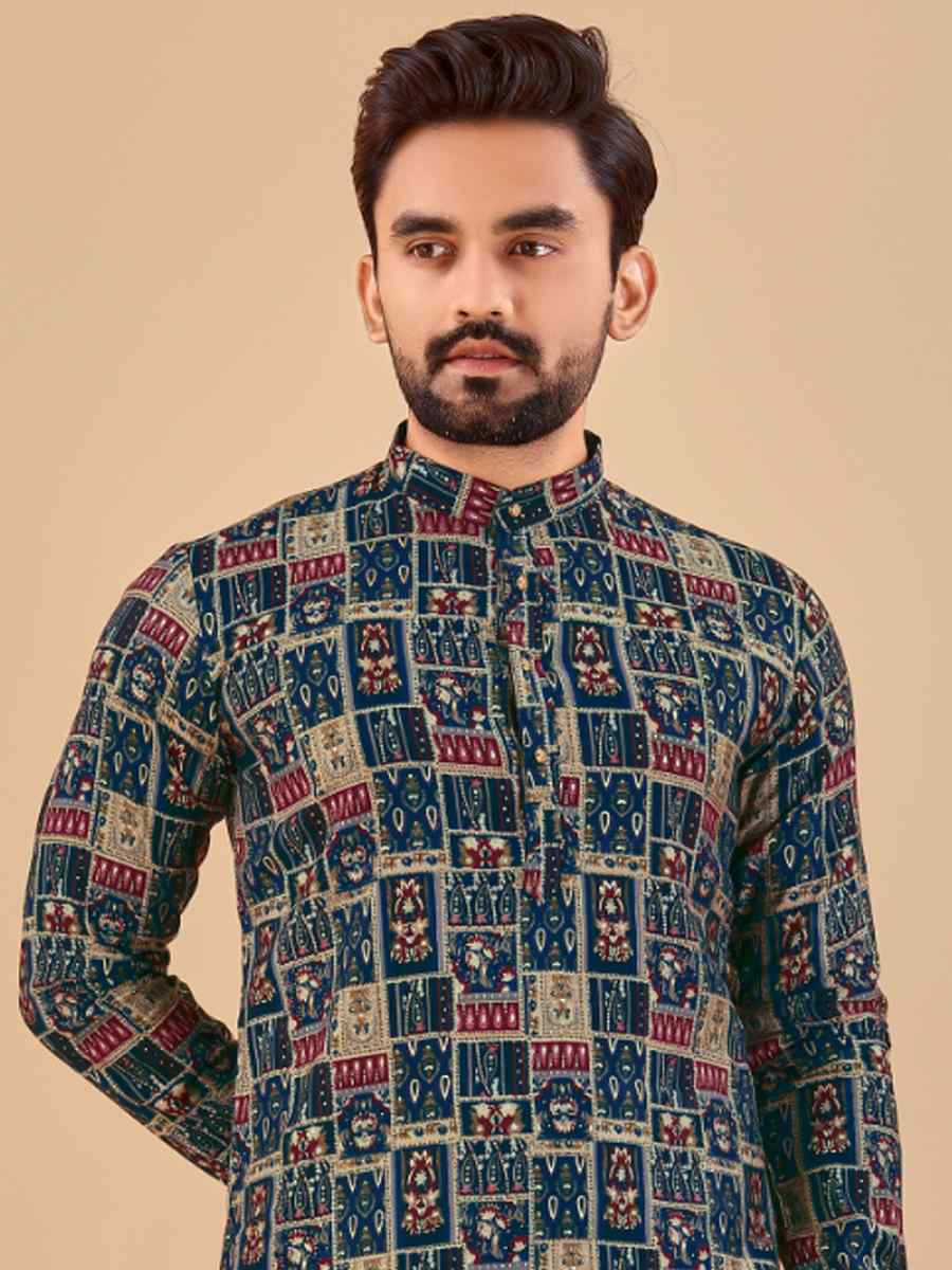 Multi Premium Soft Cotton Printed Festival Casual Kurta