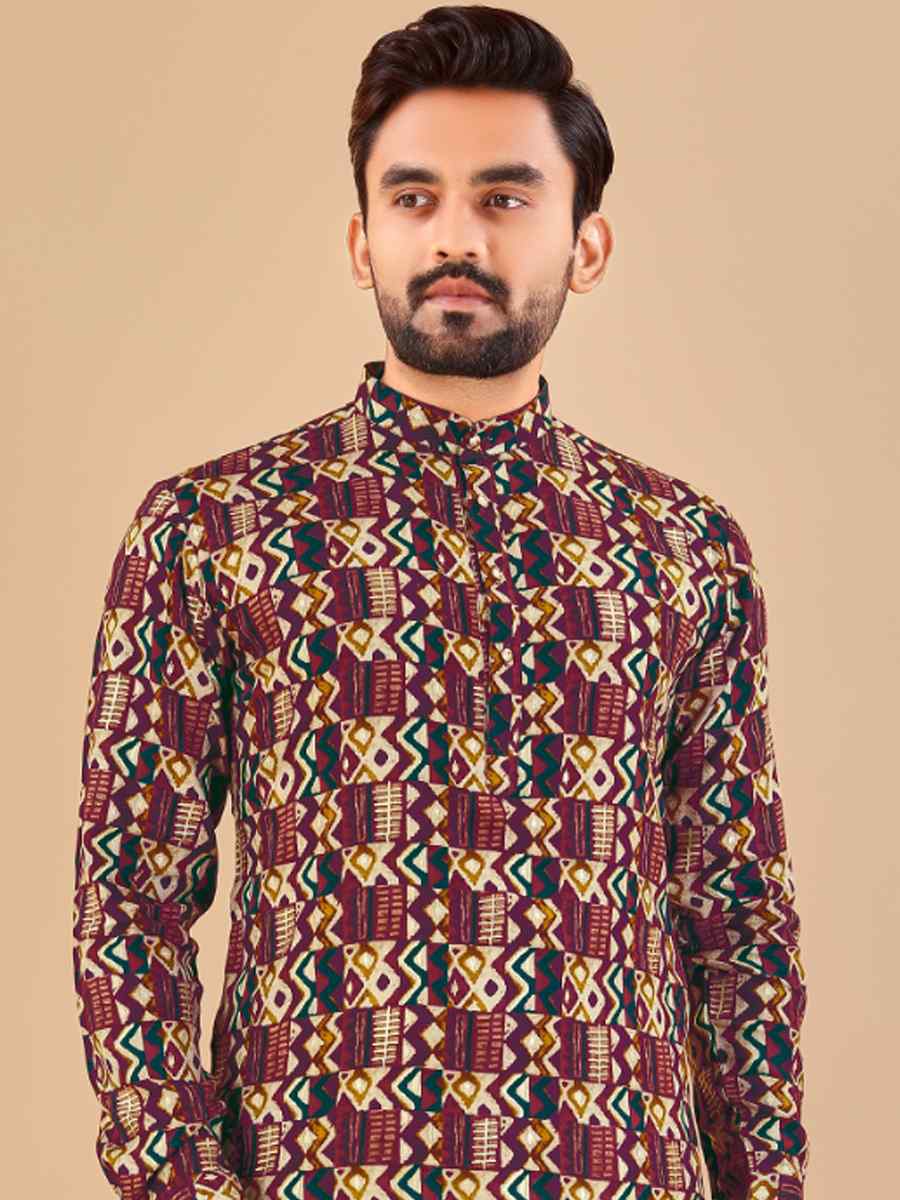 Multi Premium Soft Cotton Printed Festival Casual Kurta