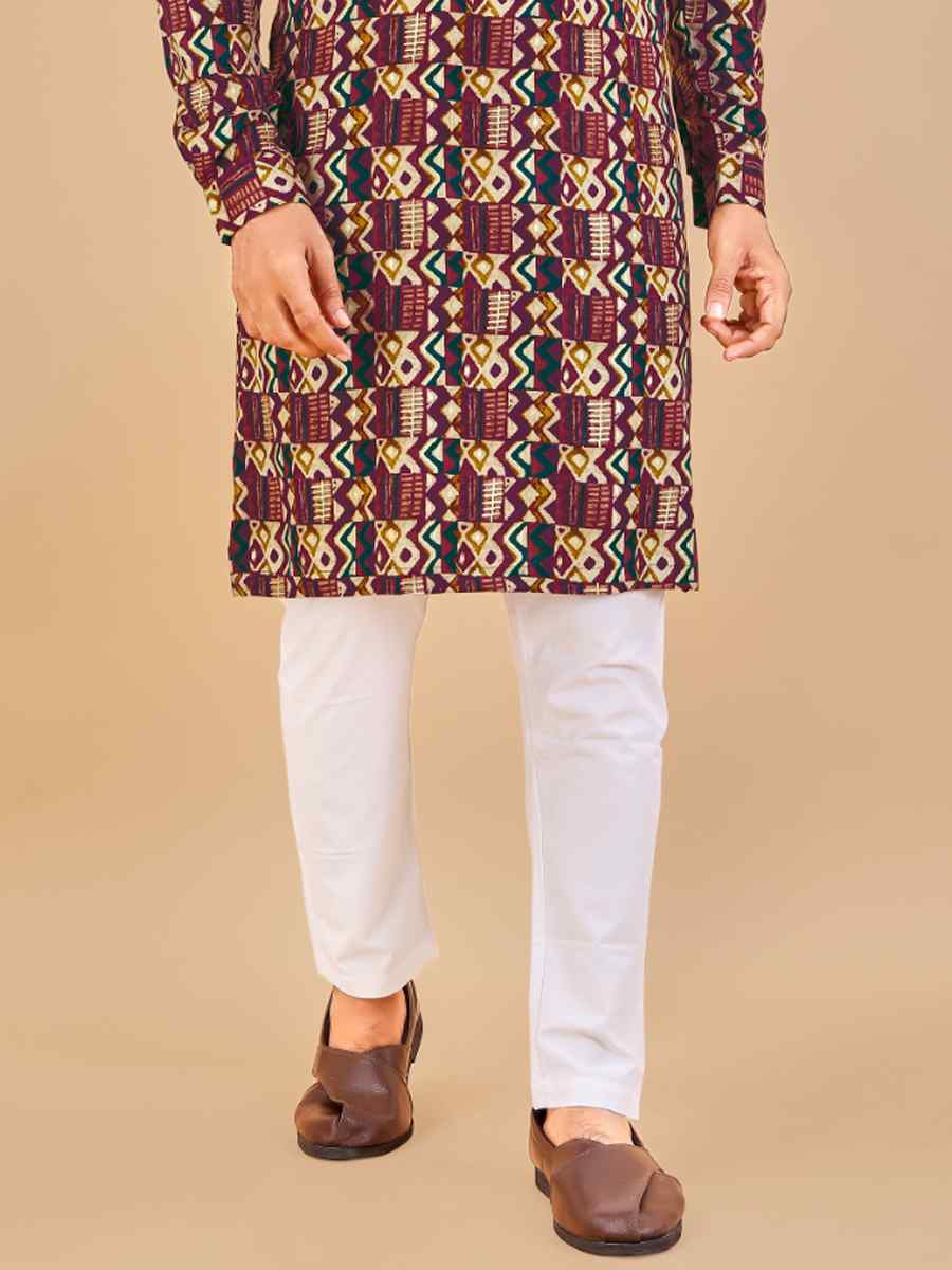 Multi Premium Soft Cotton Printed Festival Casual Kurta