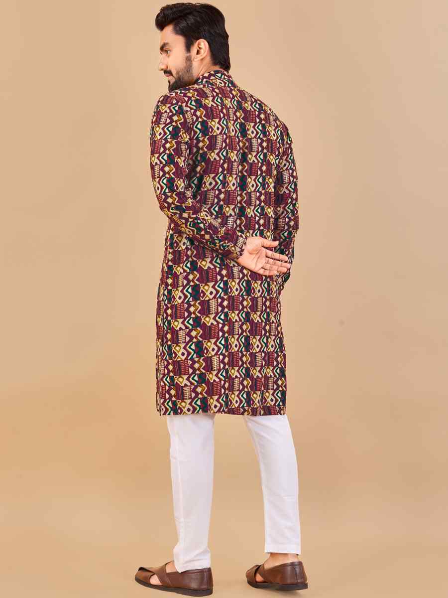 Multi Premium Soft Cotton Printed Festival Casual Kurta