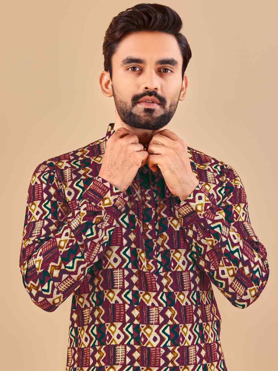 Multi Premium Soft Cotton Printed Festival Casual Kurta