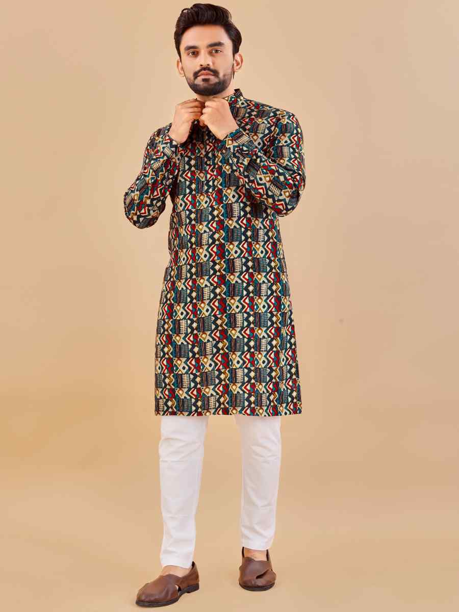 Multi Premium Soft Cotton Printed Festival Casual Kurta