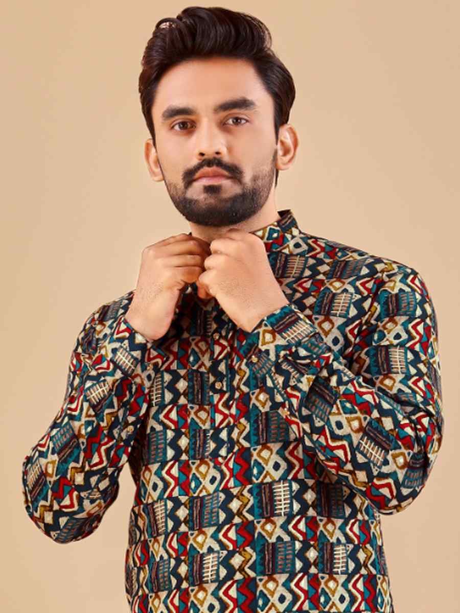 Multi Premium Soft Cotton Printed Festival Casual Kurta