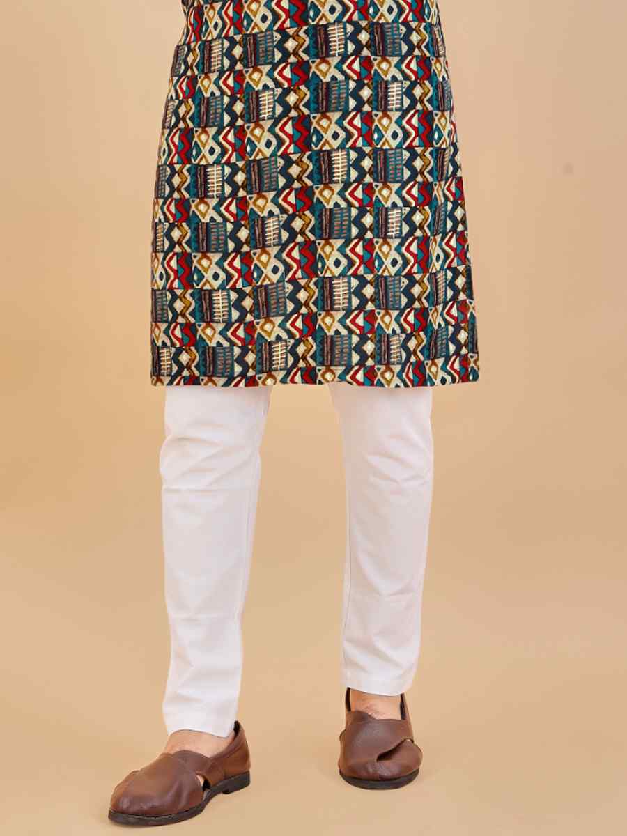 Multi Premium Soft Cotton Printed Festival Casual Kurta