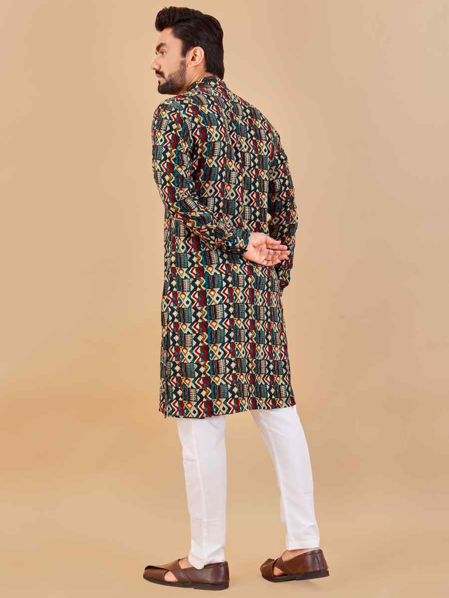 Multi Premium Soft Cotton Printed Festival Casual Kurta