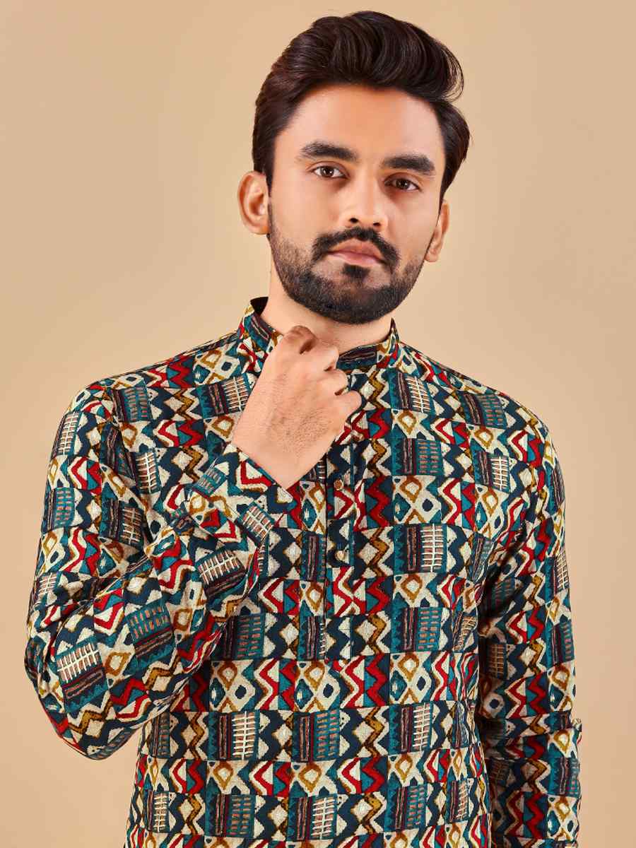 Multi Premium Soft Cotton Printed Festival Casual Kurta