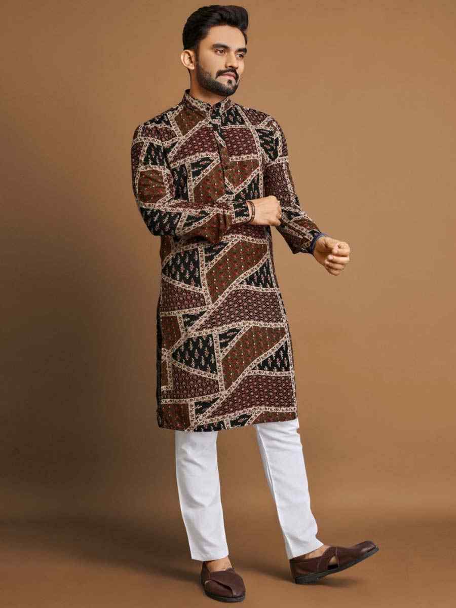 Multi Premium Soft Cotton Printed Festival Casual Kurta