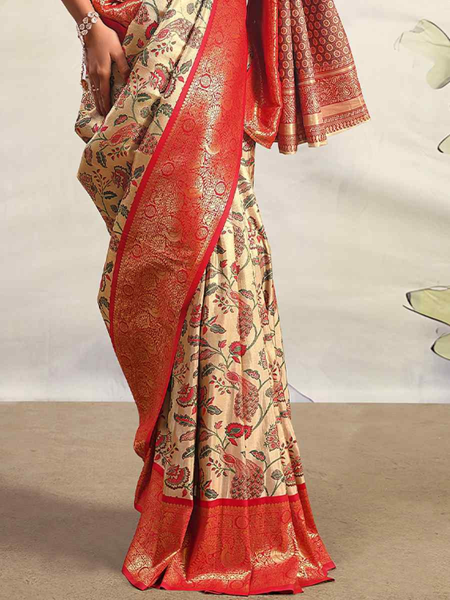 Multi Pure Dharmavaram Silk Handwoven Festival Wedding Heavy Border Saree