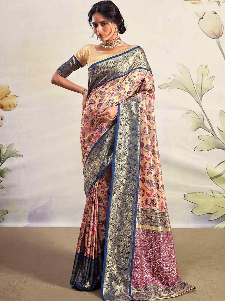 Multi Pure Dharmavaram Silk Handwoven Festival Wedding Heavy Border Saree