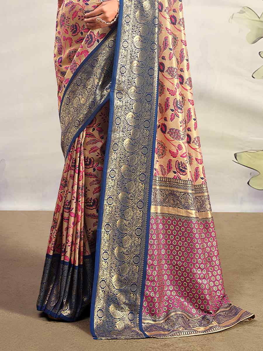 Multi Pure Dharmavaram Silk Handwoven Festival Wedding Heavy Border Saree